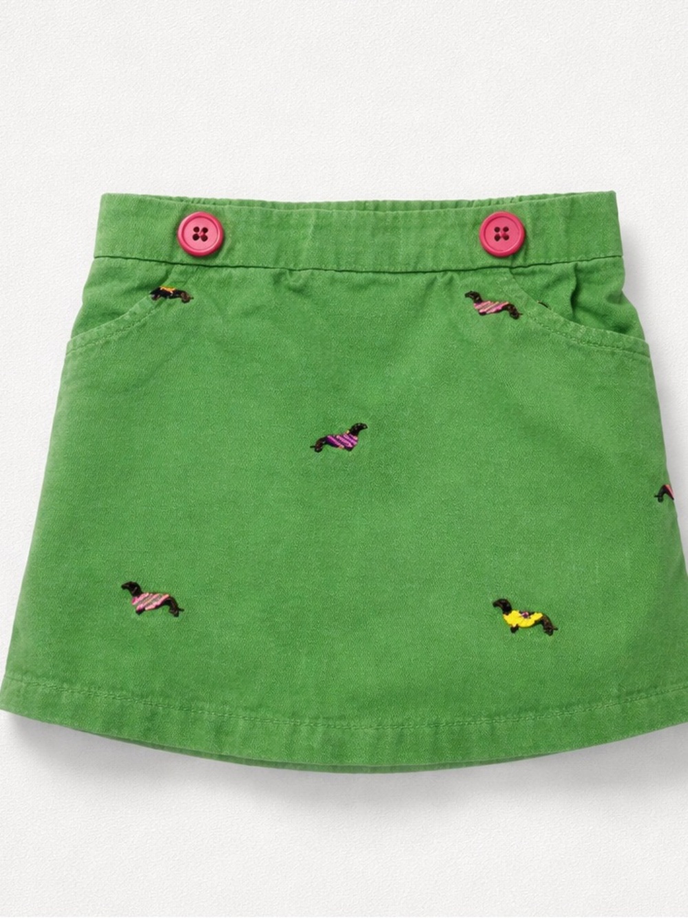 Hartstrings Green dachshund embroidered skirt 2T